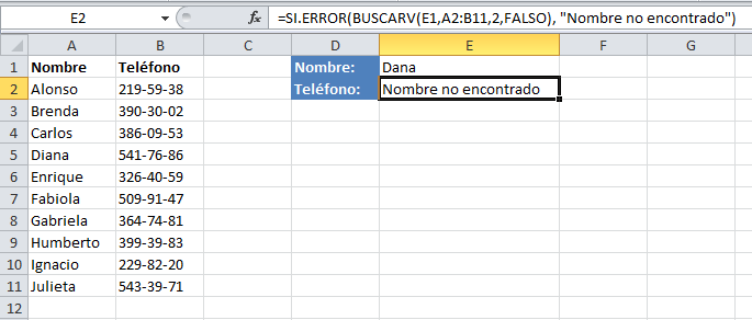 Quitar errores #N/A de una fórmula de Excel
