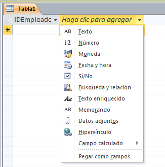 Crear tablas de datos en Access