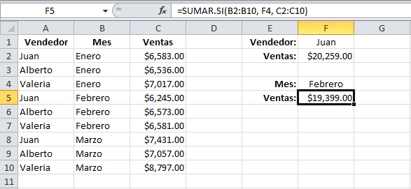 Especificar un rango de suma en la función SUMAR.SI en Excel