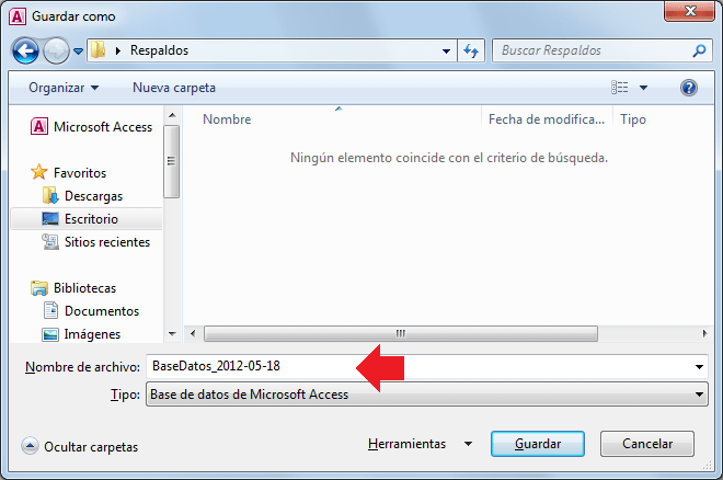 Guardar copia de seguridad de una base de datos Access