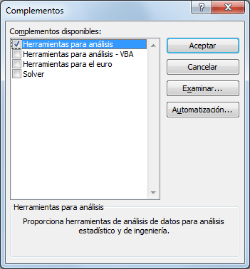 Habilitar Herramientas para análisis e Histograma en Excel