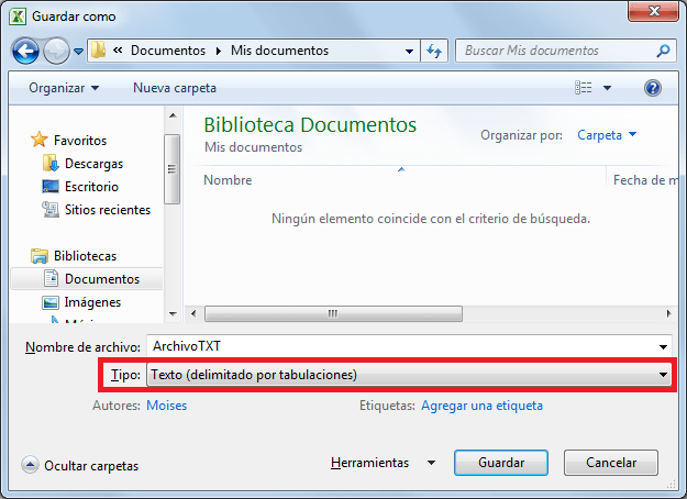 Exportar archivos de texto en Excel