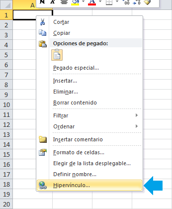 Enlaces con hipervínculos en Excel