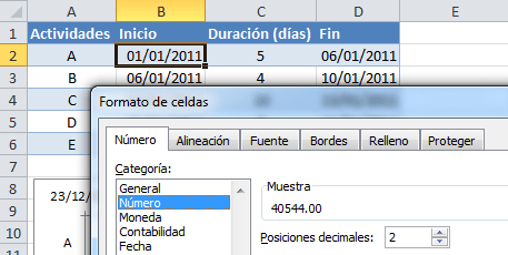 Plantilla de Excel para crear diagrama de Gantt