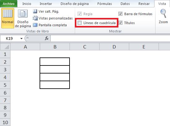 Cómo quitar la cuadrícula en Excel