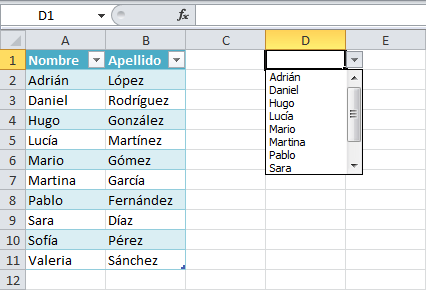 Actualización automática de una lista desplegable en Excel