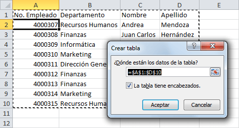 Cómo hacer una tabla en Excel