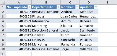 Crear y manipular tablas en Excel