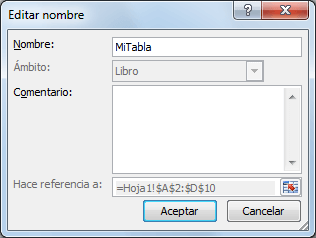 Creación de tablas en Excel