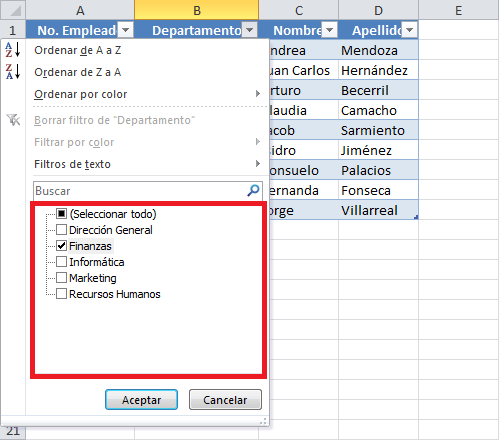 Crear tabla Excel