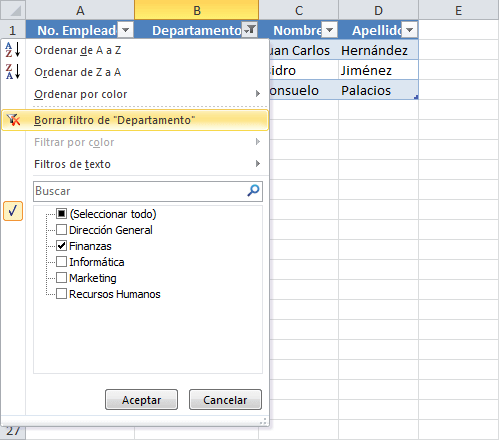 Procedimiento para elaborar una tabla en Excel