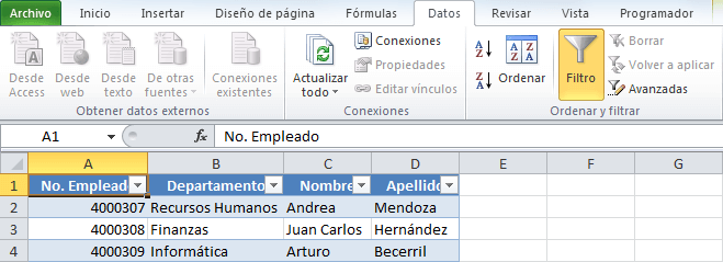 Cómo insertar una tabla en Excel