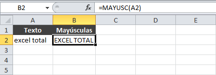Cómo cambiar minúsculas por mayúsculas en Excel