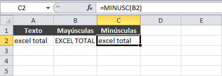 Convertir mayúsculas a minúsculas en Excel y viceversa