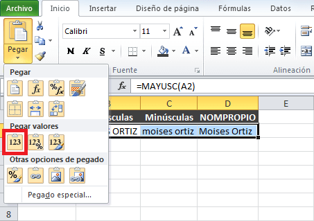 Cómo cambiar mayúsculas a minúsculas en Excel