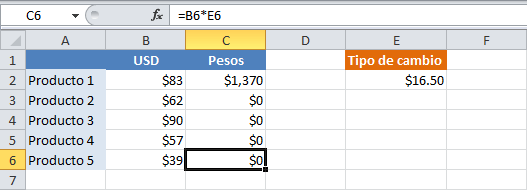 ejemplo de referencias absolutas y relativas en excel