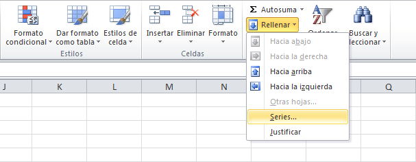 Series de fechas en Excel