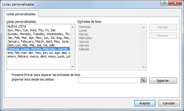 Rellenar datos automáticamente con listas personalizadas en Excel