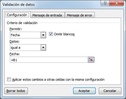 Ejemplo de validación de fechas en Excel