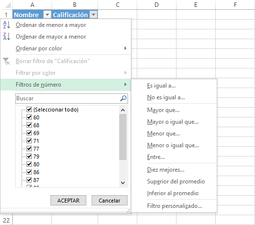 Cómo filtrar números en Excel