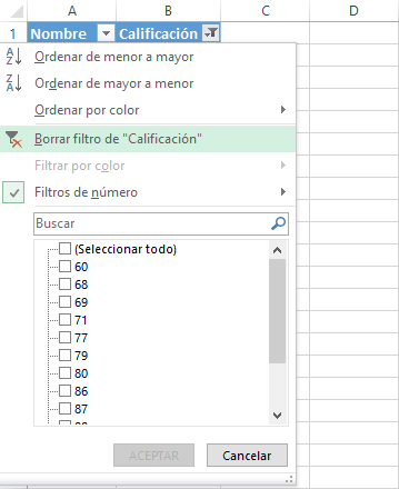 Filtrar números en Excel avanzado