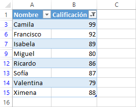 Filtro personalizado de números en Excel