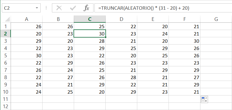 Cómo generar un número al azar en Excel