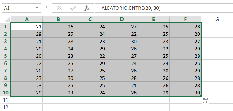 Generar números aleatorios con decimales en Excel