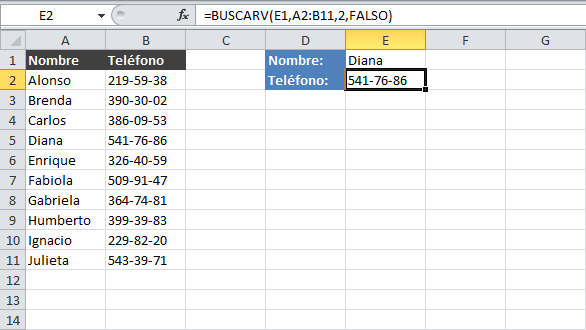 Función Excel BUSCARV