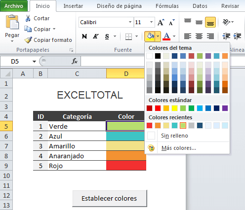 Agenda 2016 en Excel