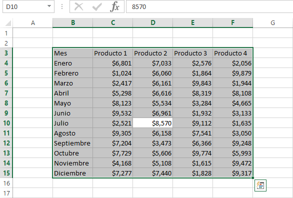 Seleccionar todas las celdas en Excel