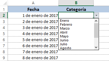 Creación de calendario 2017 en Excel