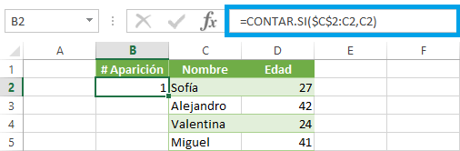 Fórmula para buscar la enésima ocurrencia de un valor en Excel