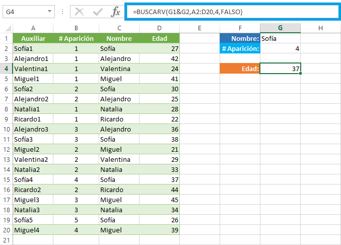 Buscar la enésima coincidencia de un valor en Excel