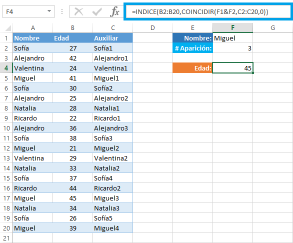 Búsqueda de la segunda ocurrencia en Excel
