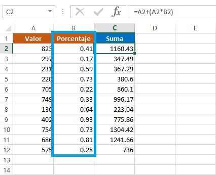 Resta de porcentajes en Excel