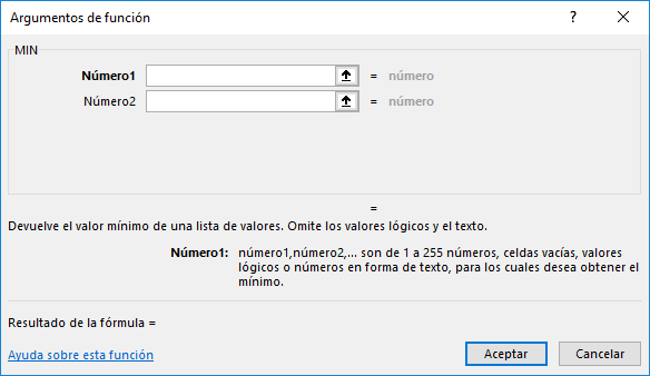 La función MIN en Excel
