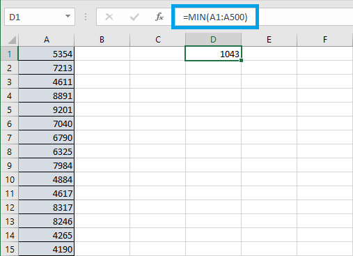 Cómo utilizar la función MIN en Excel