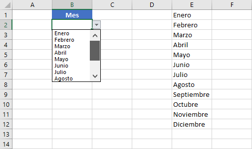 Ocultar el origen de la lista desplegable