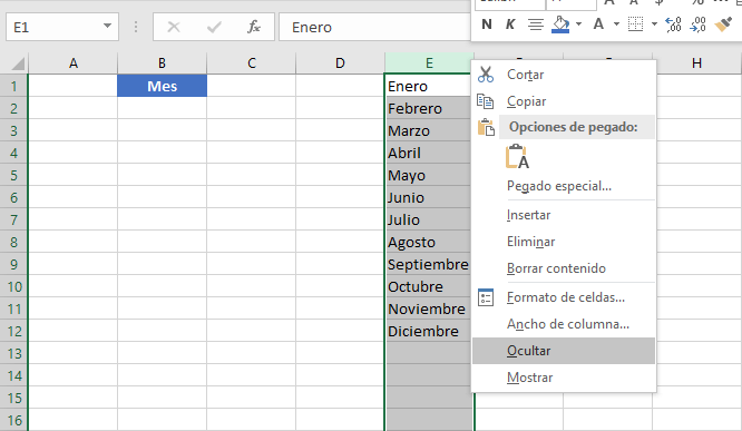 Lista desplegable en Excel