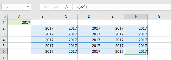 Uso de los dólares en Excel