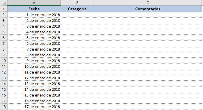 Calendario mensual 2018 en Excel