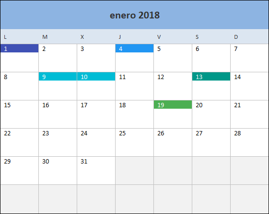 Calendario 2018 para imprimir gratis