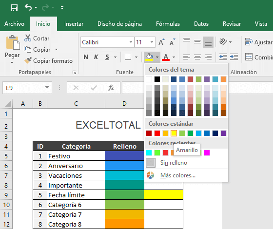 Crear un calendario mensual en Excel