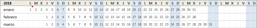 Calendarios para imprimir en Excel