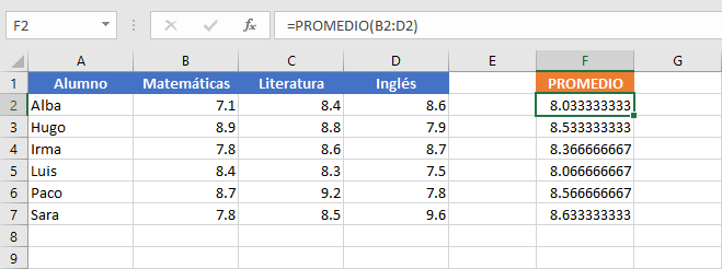 Varias funciones en Excel