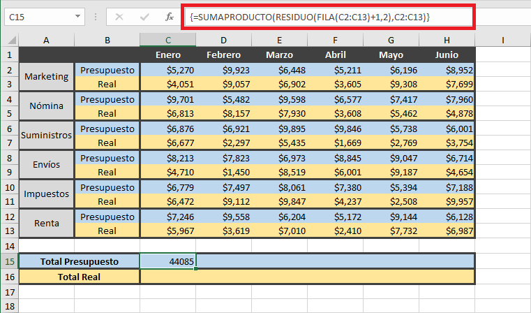 sumar filas en Excel • Excel