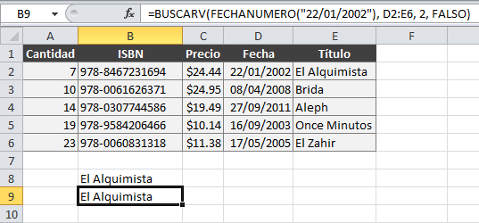 Función FECHANUMERO para obtener valor numérico de la fecha