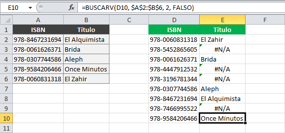 Copiado exitoso de la función BUSCARV