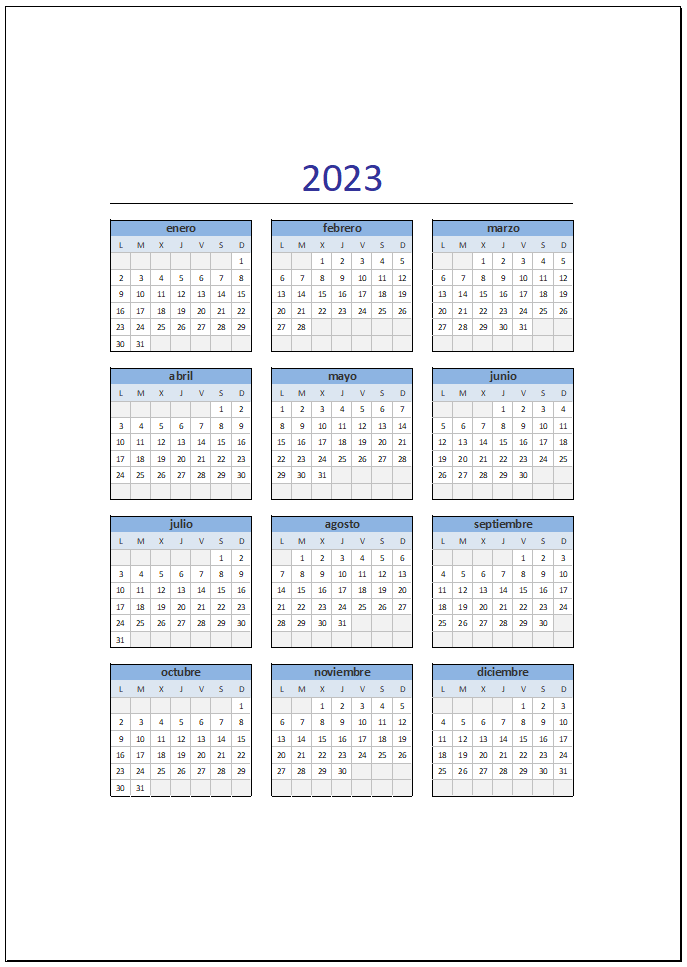 Calendario 2023 En Formato Excel Xls Descarga Gratis Excel Para Todos Images 